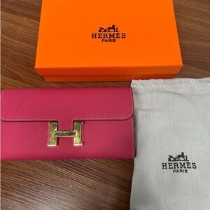 Pink Wallet with Gold Accents